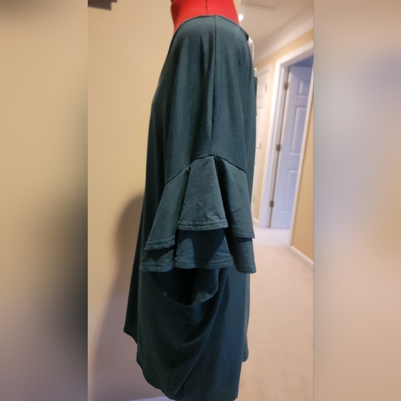 Womans flutter sleeve 5X teal shirt - Picture 3 of 4